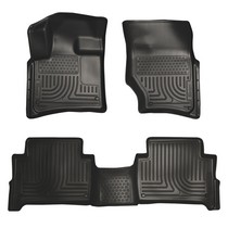 07-15 Audi Q7 Bench Seats Husky Floor Liners - Front & 2nd Seat (Footwell Coverage), Black