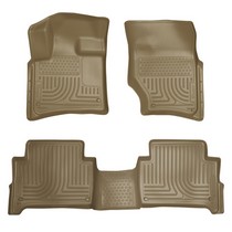 07-15 Audi Q7 Bench Seats Husky Floor Liners - Front & 2nd Seat (Footwell Coverage), Tan