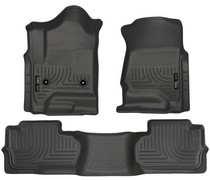 14-16 Chevrolet Silverado 1500 Double Cab Pickup, 14 GMC Sierra 1500 Double Cab Pickup, 15-16 GMC Sierra 2500 HD Double Cab Pickup, 16 GMC Sierra 1500 Double Cab Pickup Husky Floor Liners - Front & 2nd Seat (Footwell Coverage), Black