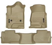 14-16 Chevrolet Silverado 1500 Double Cab Pickup, 14 GMC Sierra 1500 Double Cab Pickup, 15-16 GMC Sierra 2500 HD Double Cab Pickup, 16 GMC Sierra 1500 Double Cab Pickup Husky Floor Liners - Front & 2nd Seat (Footwell Coverage), Tan