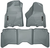 09-16 Dodge Ram 1500 Crew Cab Pickup Husky Floor Liners - Front & 2nd Seat (Footwell Coverage), Grey