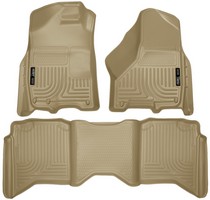 09-16 Dodge Ram 1500 Crew Cab Pickup Husky Floor Liners - Front & 2nd Seat (Footwell Coverage), Tan