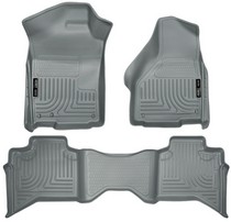 09-16 Dodge Ram 1500  Quad Cab Pickup Husky Floor Liners - Front & 2nd Seat (Footwell Coverage), Grey