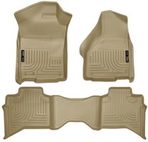 09-16 Dodge Ram 1500  Quad Cab Pickup Husky Floor Liners - Front & 2nd Seat (Footwell Coverage), Tan