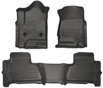 15-16 GMC Yukon XL, 15-16 Chevrolet Suburban Husky Floor Liners - Front & 2nd Seat (Footwell Coverage), Black