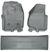 12-16 Ford F-350 Super Duty Crew Cab Pickup, 12-16 Ford F-450 Super Duty Crew Cab Pickup, 12-16 Ford F-250 Super Duty Crew Cab Pickup Husky Floor Liners - Front & 2nd Seat (Footwell Coverage), Grey