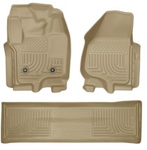 12-16 Ford F-350 Super Duty Crew Cab Pickup, 12-16 Ford F-450 Super Duty Crew Cab Pickup, 12-16 Ford F-250 Super Duty Crew Cab Pickup Husky Floor Liners - Front & 2nd Seat (Footwell Coverage), Tan