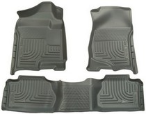 2007-2011 Chevrolet Silverado Extended Cab, 2007-2011 GMC Sierra Extended Cab, (except chassis cab or trucks w/manual transfer case shifter) Husky WeatherBeater Combination Front and Back Seat Floor Liners – Grey