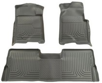 2009 Ford F150 Super Crew Cab Husky WeatherBeater Combination Front and Back Seat Floor Liners – Grey