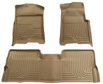 2009 Ford F150 Super Crew Cab Husky WeatherBeater Combination Front and Back Seat Floor Liners – Tan