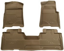 2009 Ford F150 Super Cab Husky WeatherBeater Combination Front and Back Seat Floor Liners – Tan