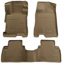 2008-2011 Honda Accord Sedan Husky WeatherBeater Combination Front and Back Seat Floor Liners – Tan