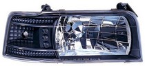 92-96 Ford Bronco, 92-96 Ford F150 LD, 92-96 Ford F250 LD In Pro Car Wear Head Lamps, Diamond Cut W/ Corners - Bermuda Black