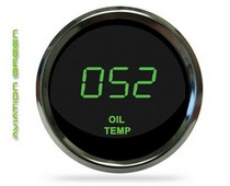 All Vehicles (Universal) Intellitronix LED Digital Oil Temperature Gauge - Chrome - Green