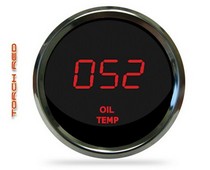 All Vehicles (Universal) Intellitronix LED Digital Oil Temperature Gauge - Chrome - Red