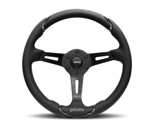 All Jeeps (Universal), Universal MOMO Gotham Steering Wheel (Black Leather, Black Spoke)