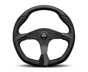 All Jeeps (Universal), Universal MOMO Quark Steering Wheel (Black Urethane, Black Leather Insert)