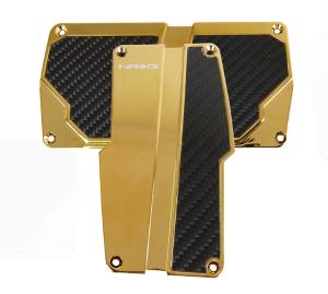 Vehicles with Automatic Transmission NRG Pedal Pad Cover Plates - Brushed Aluminum Sport Pedal Gold Chrome w/ Black Carbon
