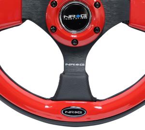 Universal (can work for all vehicles) NRG Pilota Steering Wheel - 320mm, Black Leather with Red Inserts