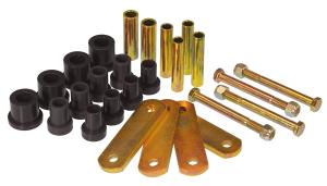 1962-1976 Dodge Dart, 1962-1976 Dodge Demon, 1962-1976 Plymouth Barracuda, 1962-1976 Plymouth Duster, 1962-1976 Plymouth Valiant Prothane Rear Spring Eye Bushings and Shackles - Super Stock Spring Conversion Kit - Black