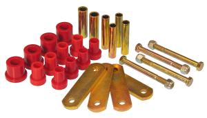 1962-1976 Dodge Dart, 1962-1976 Dodge Demon, 1962-1976 Plymouth Barracuda, 1962-1976 Plymouth Duster, 1962-1976 Plymouth Valiant Prothane Rear Spring Eye Bushings and Shackles - Super Stock Spring Conversion Kit - Red