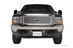 99-04 Ford Super Duty Putco Bolt-Over Grilles - Punch Stainless Steel w/ Logo Cutout w/o Side Vents