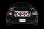 02-08 Gmc Envoy Putco Bolt-Over Grilles - Flaming Inferno Stainless Steel w/ Logo Cutout