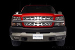 03-05 Chevrolet Silverado LD / 03-04 HD Putco Bolt-Over Grilles - Flaming Inferno Stainless Steel