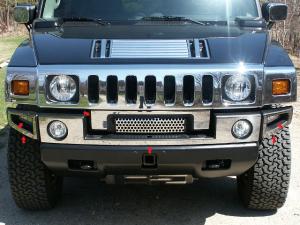 03-09 Hummer H2  QAA Front Bumper Covers with Center