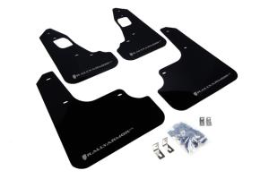 Mitsubish Lancer Evolution X 2008-2016 GSR,MR,SE,SAM Rally Armor Mud Flaps - Black/Silver Logo