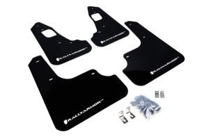 Mitsubish Lancer Evolution X 2008-2016 GSR,MR,SE,SAM Rally Armor Mud Flaps - Black/White Logo