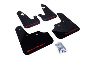 Mitsubish Lancer 2007-2016 DE, ES, GTS , SE, Ralliart Sedan Rally Armor Mud Flaps - Black/Red Logo