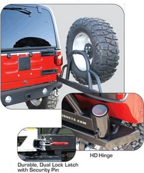 87-06 Wrangler Rampage Recovery Rear HD Bumper with Swing Away Tire Mount - Textured Finish (Lights Sold Separately)