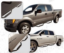 01-12 Chevy HD 1500 LD Crew Cab, 01-12 GMC HD 1500 LD Crew Cab Rampage Slimline Side Bars with Drop Step (Textured Black)