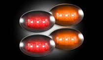 Ford 99-10 Superduty Recon Dually Fender Lenses (4-Piece Set) w/ 2 Red L.E.D Lights & 2 Amber L.E.D. Lights - Smoked Lens w/ Black Trim