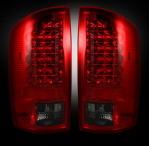 Dodge 07-08 RAM 1500 & 07-09 RAM 2500/3500 Recon LED Tail Light Set - Dark Red Smoked Lens