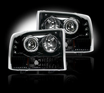 Ford Superduty 99-04 F250/F350/F450/F550 Recon Projector Headlight Set - Smoked / Black