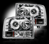 Ford Superduty 99-04 F250/F350/F450/F550 Recon Projector Headlight Set - Clear / Chrome