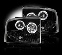 Ford Superduty 05-07 F250/F350/F450/F550 Recon Projector Headlight Set - Smoked / Black