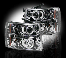 Chevy Silverado 07-11 Recon Projector Headlight Set - Clear / Chrome