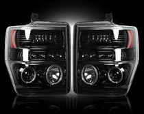 Ford Superduty 08-10 F250/F350/F450/F550 Recon Projector Headlight Set - Smoked / Black