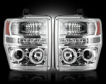 Ford Superduty 08-10 F250/F350/F450/F550 Recon Projector Headlight Set - Clear / Chrome