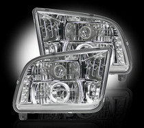 Ford Mustang 05-09 Recon Projector Headlight Set - Clear / Chrome