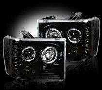 GMC Sierra 07-11 Recon Projector Headlight Set - Smoked / Black