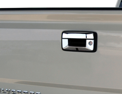 14-15 GMC Sierra Restyling Ideas Tailgate Handle Cover with Keyhole with Camera Hole Cut - ABS Chrome