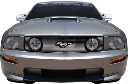 05-09 Ford Mustang Restyling Ideas ABS Grille Insert - Chrome Stainless Steel Billet, Top