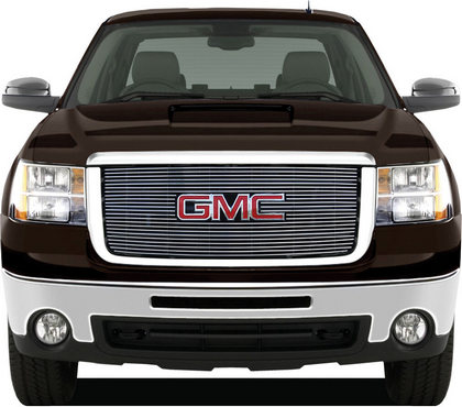 07-10 GMC Sierra Restyling Ideas Grille Insert - Chrome Stainless Steel Billet, Top