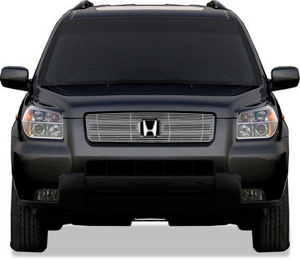 06-08 Honda Pilot Restyling Ideas Grille Insert - Chrome Stainless Steel Billet, Top