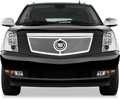 07-11 Cadillac Escalade Restyling Ideas Grille with Middle Bar - Perimeter Woven Mesh, Chrome Stainless Steel, Top