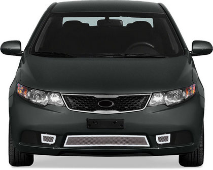 10-13 Kia Forte Restyling Ideas Grille with Fog Lamp Guard- Perimeter Woven Mesh, Chrome Stainless Steel, Bumper